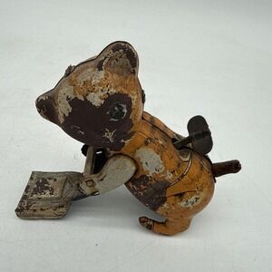 Vintage Line Mar Wind Up Vacuuming Cat Tin Toy Made In Japan